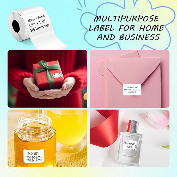 M110 Thermal Labels Compatible with Phomemo M100/M110/M150/M221/M220/M120/M200/M250 Label Printer 1.57"x1.18"(40x30mm),230 Labels/Roll, for Barcode/Address/Mailing/Logo/Business/Home Tag,4 Rolls