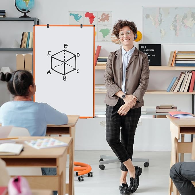 Mobile Whiteboard, 40x26 Inches White Board on Wheels, Magnetic Dry Erase Board with Stand, Portable Standing Dry Erase Board for Classroom, School, Office, Home, Teacher, with Flip Chart Paper