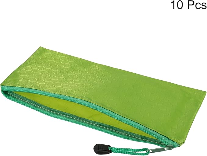 PATIKIL Waterproof Zipper File Bags, 10 Pack A6 Size Document Pocket Storage Organizer Pouch for Travel Office Supply, Green