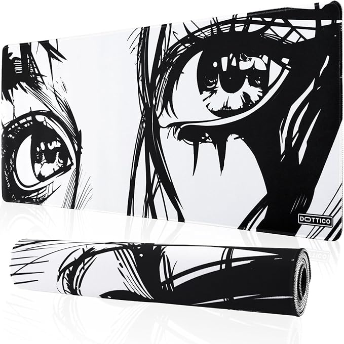 XL Anime Eyes Mouse Pad – Large Manga Girl Desk Mat 31.5x11.8 – Non-Slip, Water-Resistant, Stitched Edges – Aesthetic Japanese Gaming Mat