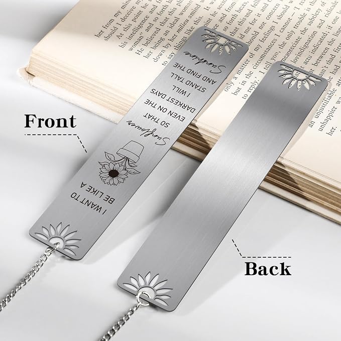 Sunflower Bookmark for Women - Inspirational Bookmarks Cute Motivational Metal I Want to Be Like A Sunflower Book Marks for Reading Women Girls Birthday Christmas Thanksgiving School Gifts