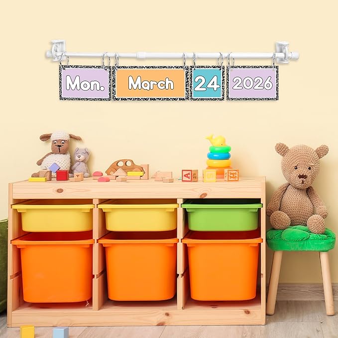FYSUIMU Composition Notebook Calendar Bulletin Board Set Pastel Flip Calendar with 54 Cards & Adjustable Holder for School Classroom Home Office DIY Decoration Supplies