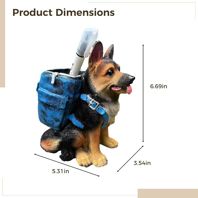 Dog Pen Holder, German Shepherd Pen Holder, Unique Desk Storage Container, Creative, Ideal for Office and Home pen storage