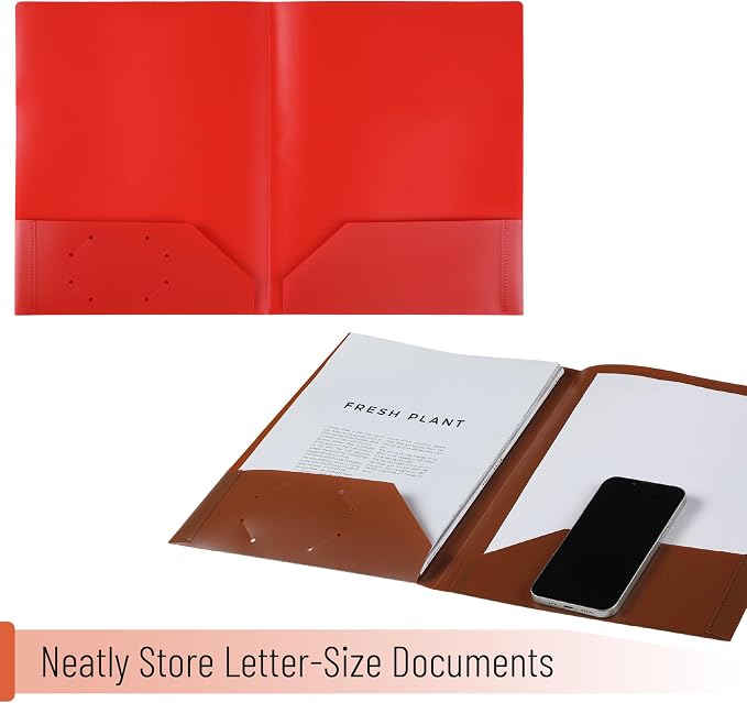 Mr. Pen- Plastic Folders with Pockets, 5 pcs, Aesthetic File Folder with Business Card Slot, 2-Pocket Folder, Back to School, Office, Filing Supplies