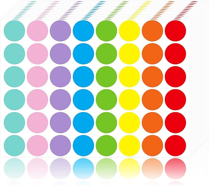 STARLIBOO Dot Stickers,1440 PCS Color Code Label, 1inch Garage Sale Stickers, Yard Sale Price Labels, Writable Not Blurry (8 Colors)