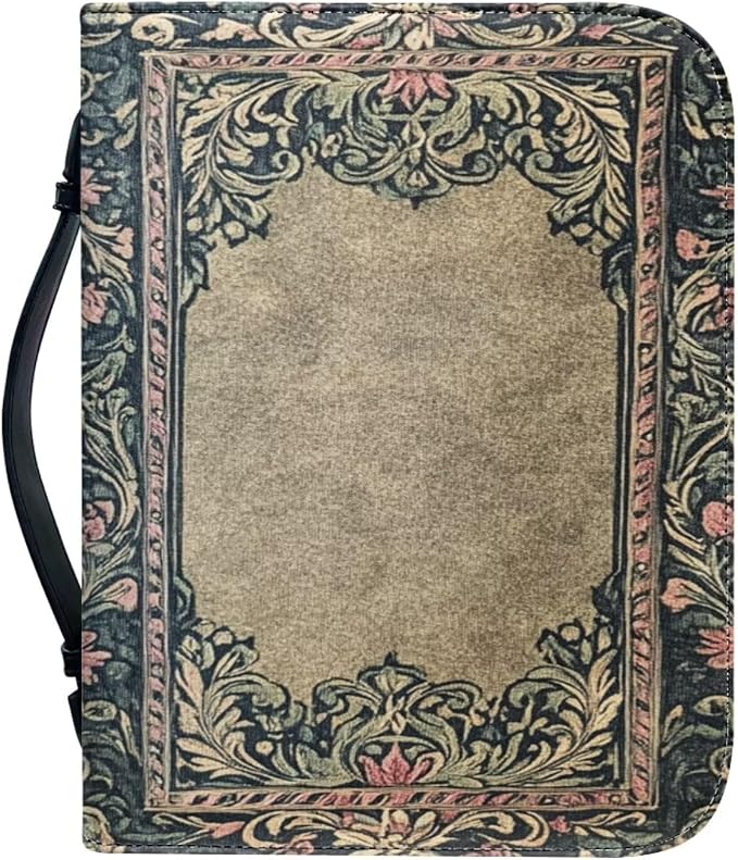 Vintage Bible Holder Case for Women Bible Cover Bags Floral Pattern with Handle Fits for Standard Size Bible Bible Study Accessories Supplies-Size：XL