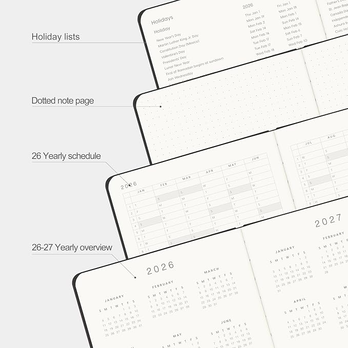 And Per Se 2026 Planner, 15 Months Hardcover Daily, Weekly & Monthly Planner, A5 size, 100GSM Thick Paper, Back Pocket, 5.7" x 8"(Black)