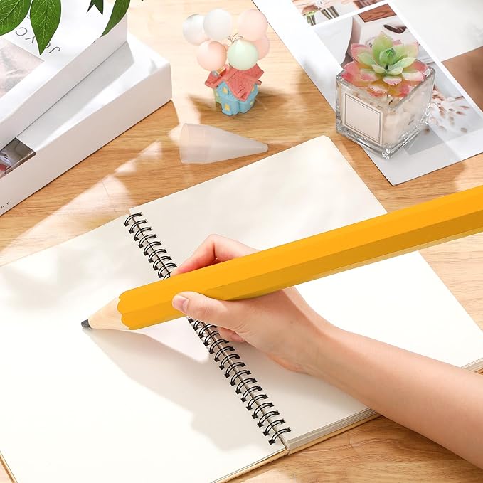 16 Inch Wooden Large Jumbo Pencils Giant Big Funny Wood Pencil with Cap and Eraser Fun Novelty Gifts for Kids School Kindergarten Home Office Prop Supplies (Yellow)
