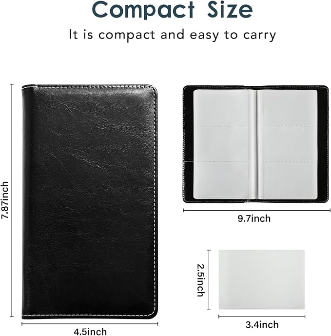 Leather Professional Business Card Holder Organizer Book - 300 Card Capacity Premium PU Folder with Soft Cover, Name Card Credit Cards Binder for Men/Women, Elegant Black