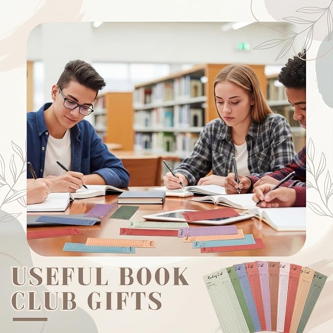 100 Pcs Reading List Bookmark 3 x 8 Inch Reading Log Bookmark Personal Personal Library Cards for Book Lover Gifts Enthusiast Reader Student Teacher Book Accessories (Dark Color)