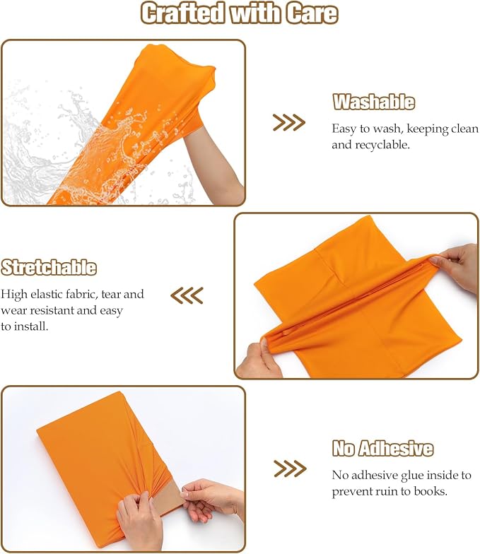 Moko Book Cover, Stretchable Reusable Jumbo Book Cover Protector for Textbook Hardcover Books up to 9 x 11 in, Fabric Books Sox, Back to School Supplies, 7 Pcs