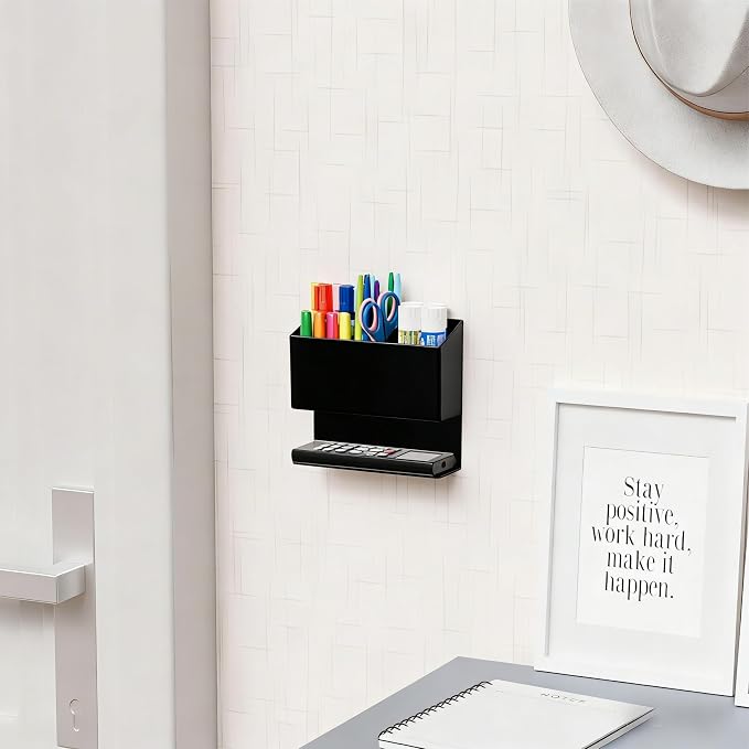 Yieach Magnetic Dry Erase Marker Holder for Whiteboard,Non-Slip Magnet Expo Marker Holder and Magnetic Cup for Dry Erase Markers,Acrlic Pencil Pen Holder for Locker,Classroom,White Board,Office,Black