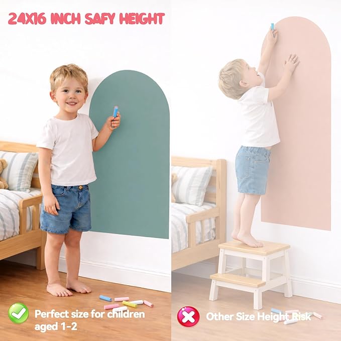 Magnetic Arch Wall Decal for Kids,Upgraded Thickened Magnetic Chalkboard for Most Wall,Suitable for Home Decoration Wallpaper and Children's Game Room (Celadon, 16" W x 24" H)