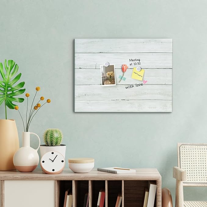 Wooden Planks Print Magnetic Surface Dry Erase Board, 30 x 20 inches Decorative White Board for Wall with Design, Frameless Dry Erase Board for Wall（Plank,5075,1pc）