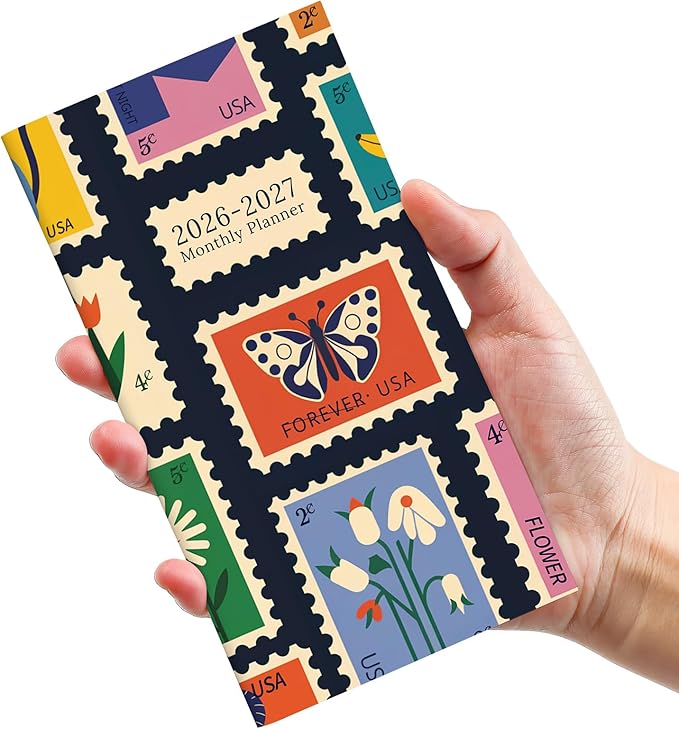 Pocket Calendar 2026-2027 for Purse, Two Year Monthly Planner Pocket Size 6.5" x 3.5", Jan 2026 - Dec 2027 Monthly Planner Small Calendar for School, Work and Home - Stamp