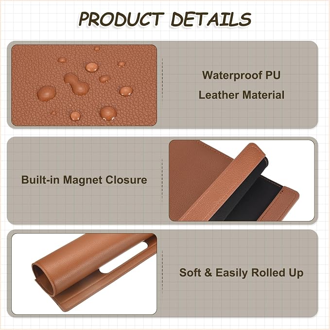 PATIKIL 2Pcs Leather Folder, 13.3x12.6 Magnetic Leather Document Holder File Folder PU Pouch Bag Portfolio File Organizer Handbag Personal Envelope Waterproof for Traveling, Brown