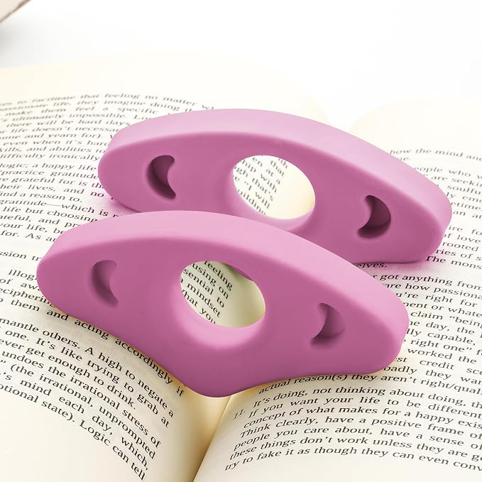 Book Page Holder, Silicone Book Thumb Page Holders for Reading Hands Free, Book Lovers Gifts & Book Accessories, 2 Pack (Small Size, Purple)