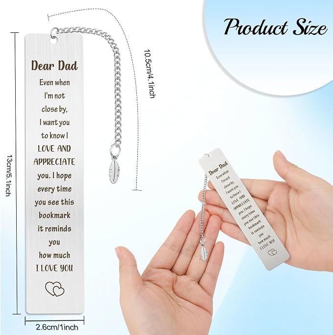Best Dad Gifts for Elderly Dad I Love You Metal Bookmark Fathers Day Gifts for Dads Bonus Step Daddy Papa Stepfather Son And Dads And Daughter Gift Sentimental Birthday Christmas Gift Book Accessories