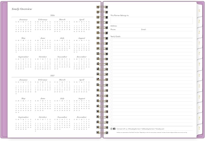 2026-2027 Blue Sky Sincerely Jules Violet 6" x 8" Academic Year Weekly & Monthly Planner, Plastic Cover, Violet (161389)