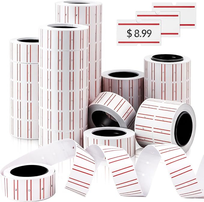 MotBach 15000Pcs 30Rolls Price Stickers Price Tags Labels for Mx-5500 Labeller, White Price Gun Labels Stickers Tags White Pricemarker Machine Sticker Label tag