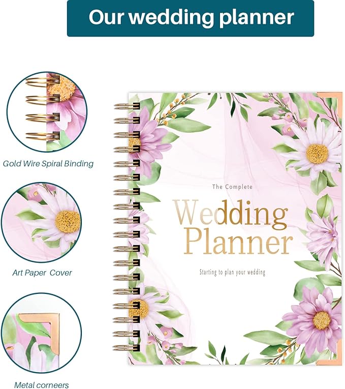 Wedding Planner - Wedding Planner Book and Organizer for the Bride, Wedding Planner Book Unique Engagement Gift for Newly Engaged Couples - Hardcover Bridal Planning Wedding Notebook 11" x 9"