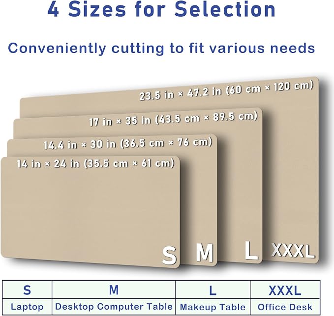Boutilon Leather Desk Pad Protector,Non-Slip Mouse Pad,Laptop Desk Pad,Office Mouse Mat,Waterproof Leather Desk Blotter,Desk Writing Pad for Office and Home (XXL-Beige,47.2"x 17")