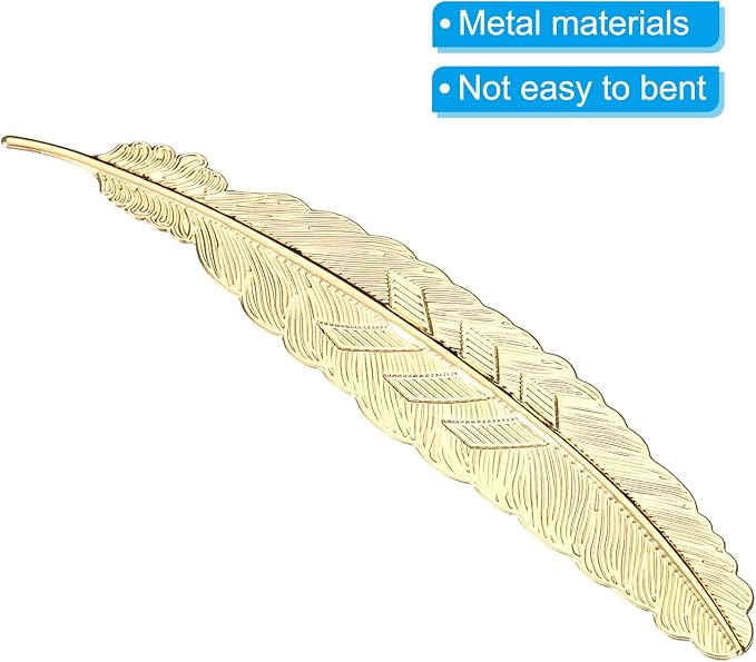 PATIKIL Metal Feather Bookmarks, 6 Pack Book Marks Page Markers Birthday Appreciation Gift for Women Teacher Reader Book Lovers, Light Gold