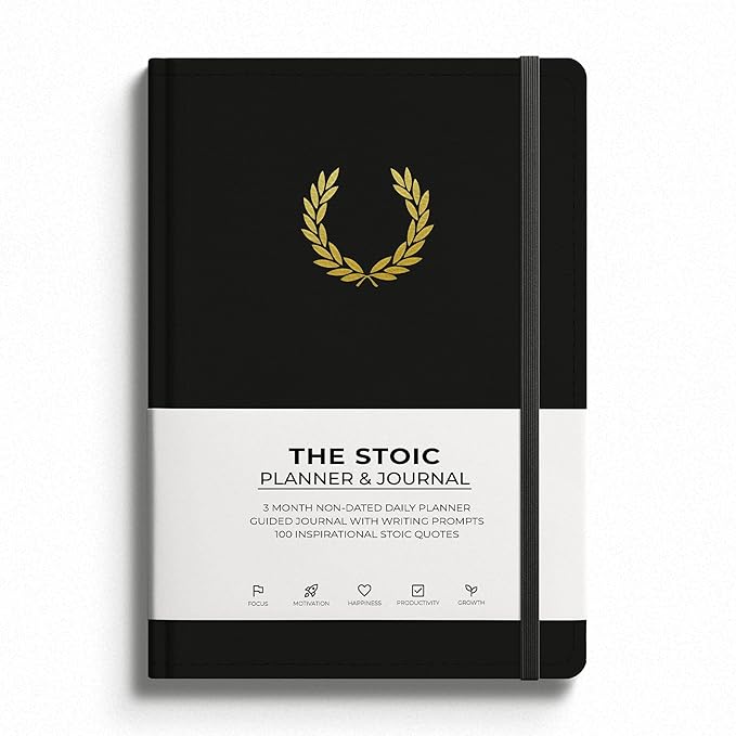 The Stoic Planner & Journal - A 2-in-1 Daily Planner and Guided Journal with Inspiring Writing Prompts - Build Productivity and a Positive Mindset - 3 Months Undated (Black)