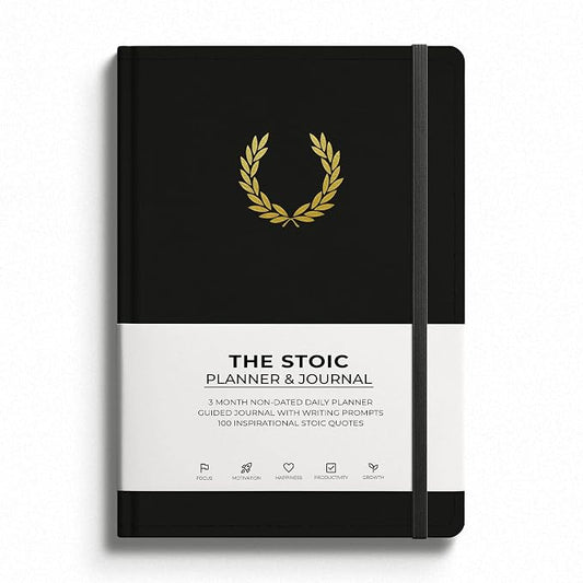 The Stoic Planner & Journal - A 2-in-1 Daily Planner and Guided Journal with Inspiring Writing Prompts - Build Productivity and a Positive Mindset - 3 Months Undated (Black)
