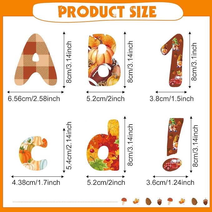 221 Pcs Fall Thanksgiving Bulletin Board Letters Round Alphabet Number Punctuation Symbol Combo Letter Cutouts Autumn Classroom Decoration for Thanksgiving Fall School Chalkboard Poster Board
