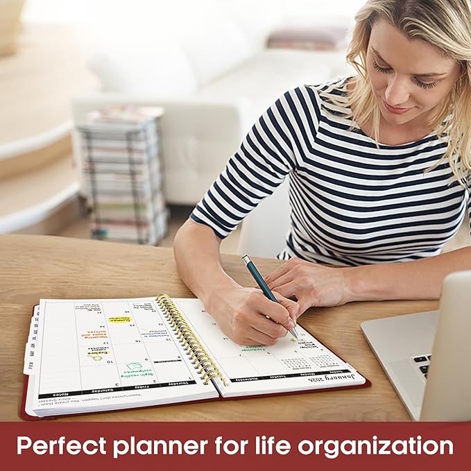 2026 Planner, Weekly and Monthly Calender Planner, Jan 2026 to Dec 2026, Hardcover 2026 Calendar Book with Tabs & Inner Pocket, Office Home School Supplies for Women & Men - A5 (6.3" x 8.5"), Burgundy
