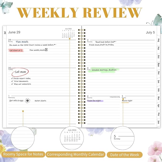 Planner 2026-2027 - Academic Planner 2026-2027, 8.5" x 11" Planner Weekly and Monthly, JULY 2026 to JUNE 2027, Calendar Planner with Monthly Tabs, Inner Pocket, Premium Paper, Twin-wire Binding