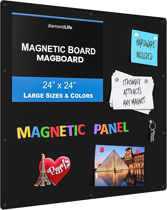 24"" x24 - Magnetic Board - Memo & Vision Board for Home, Office, and Classroom - Magnet Board for Kids - Pre-drilled Mounting Screws Included