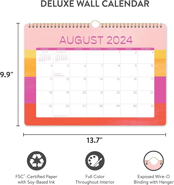 2025 Calendar - Deluxe Monthly Wall Calendar 2024-2025, Orange Circle Studio 12 Month Wall Calendar, January 2025 - December 2025, 12" x 12", Ideal for Home Office - Monthly Color Theory Prints