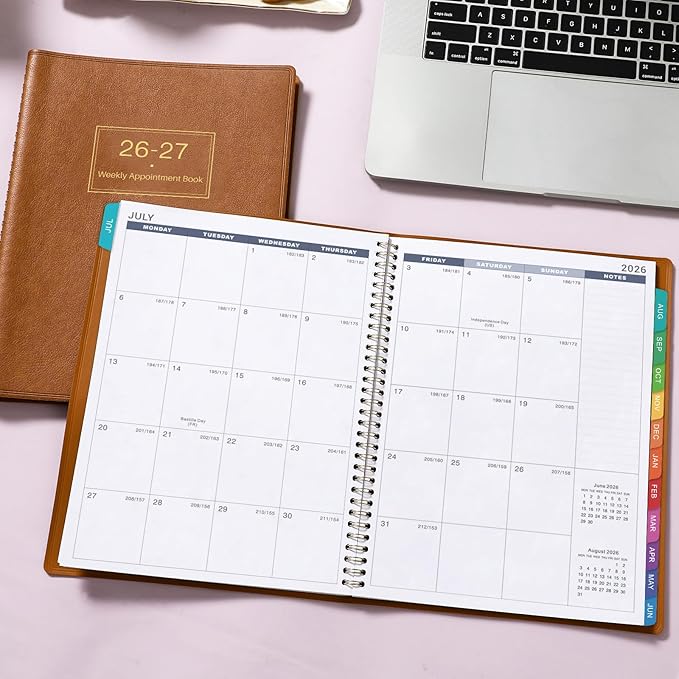 Appointment Book & Planner 2026-2027 - Large 2026-2027 Daily Hourly Planner, July 2026 - June 2027, 8.5" x 11", Appointment Book Plannerwith 15-Minute Interval + Thick Paper + Pocket - Brown