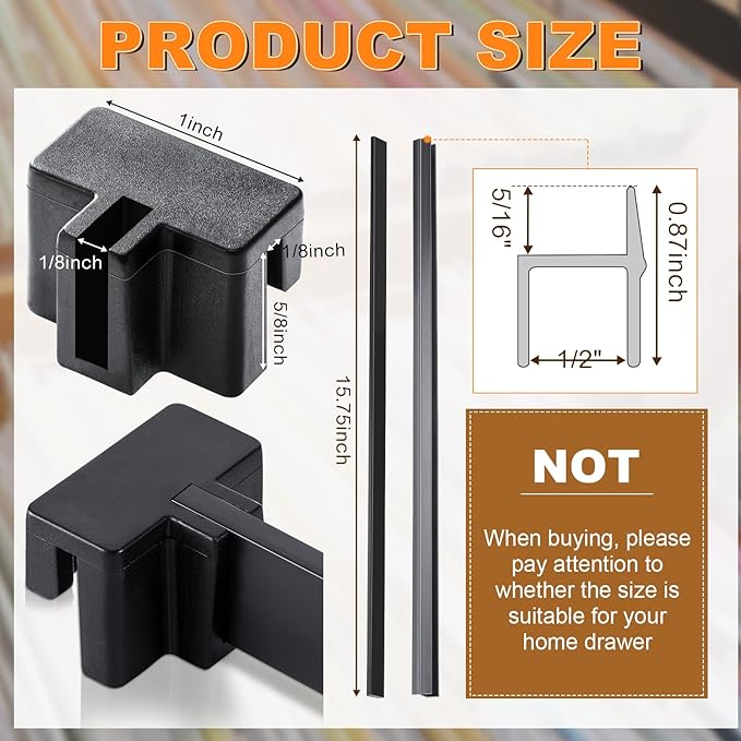 14 Pcs File Cabinet Rails Set 1/2 Drawer Sides Hanging File Rail Clips PVC Storage Folder Plastic Clips for Drawer Holder Organizer(Plastic)