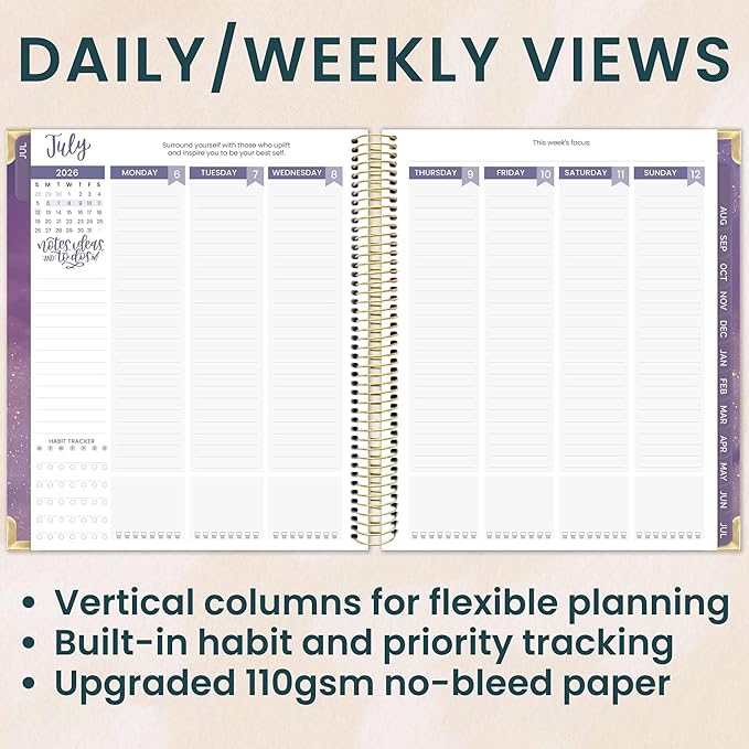 bloom daily planners 2026-2027 Hardcover Academic Year Goal & Vision Planner (July 2026 - July 2027) - 13 Months Weekly & Monthly Agenda Organizer - 7.5" x 9" - Good Things Are Coming