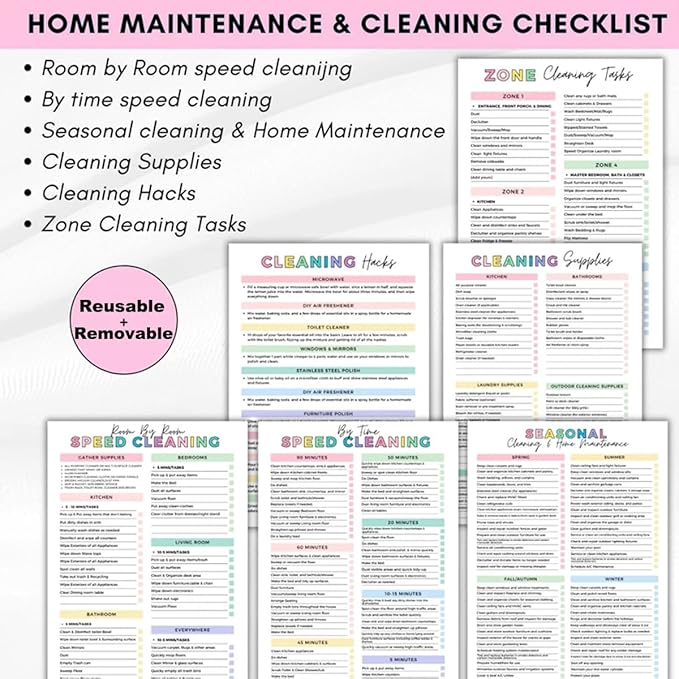 Cleaning Planner, Cleaning Schedule and Checklist Organizer, Daily Weekly Monthly Household Cleaning Planner, Chore Chart Notebook for Home, Family Cleaning Tasks, DIY Home Improvement, Editable Template