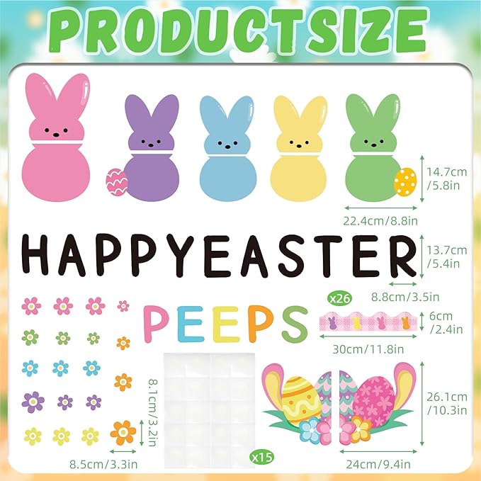 Easter Bulletin Board Decor Colorful Bunny Cutouts Bulletin Board Border for Classroom School Blackboard Door Wall Decor Kids DIY Craft Spring Classroom Decorations