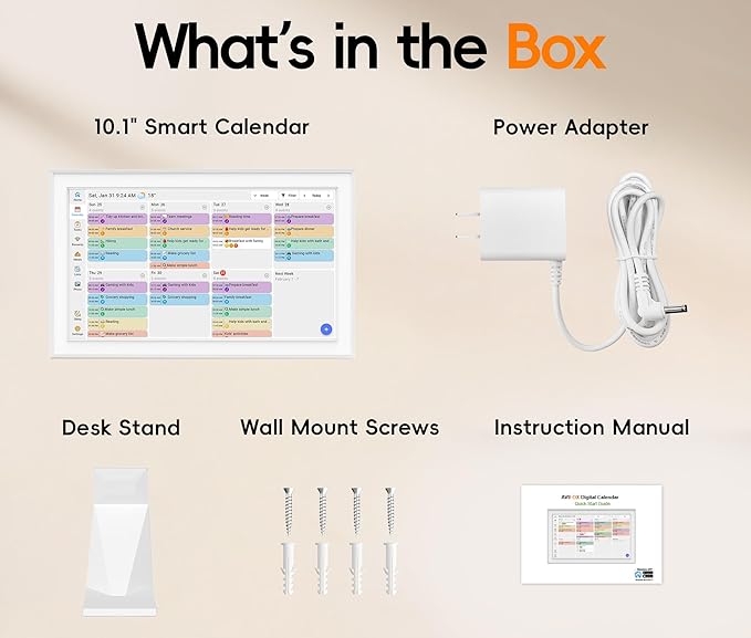 Digital Calendar, 10.1-inch Smart Wall Planner Electronic Calendar & Chore Chart, Smart Touchscreen Interactive Display for Family Schedules, Organize Your Daily & Family Routines, Desk & Wall Mount