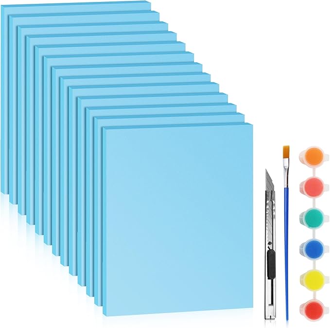 LuckyFoam Blue 13 Pack 15x12x0.5 inch Foam Sheets 0.5 Inch Thick Polystyrene Rectangles XPS Foam Board Craft for Insulating DIY Modeling Art Supplies