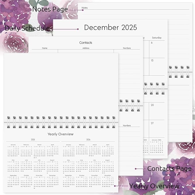 KONVINIT Pocket Calendar 2025-2027, Small Pocket Calendar 2026 for Purse - 3.5”×6.5” - Runs from July 2025 until December 2027, 2026 Planner with Coil for Organizing