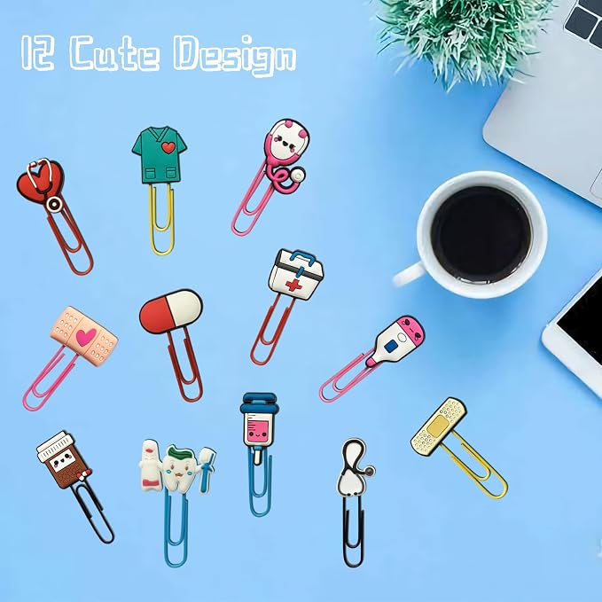 Cute Bookmark Cartoon Bulk Bookmarks with Colorful Paperclip for Pagination Organize Folder Unique Bookmarks Gifts for Girls Student Stationery Nursing Student Essentials