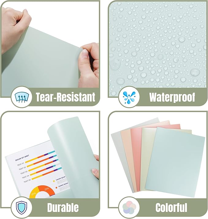 GNL Plastic Folders with Pockets, Pack of 5, Muted Pastel Colors, Heavy Duty 2 Pocket File Folders Letter Size, Pocket Folders for School, Home, and Office