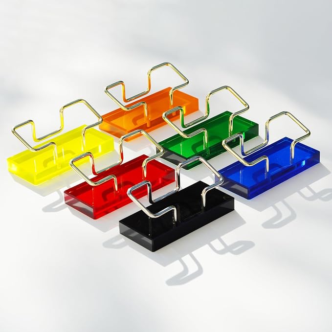 Business Card Holder for Desk, Modern Card Organizers and Office Desk Accessories for Men and Women (Blue & Golden)
