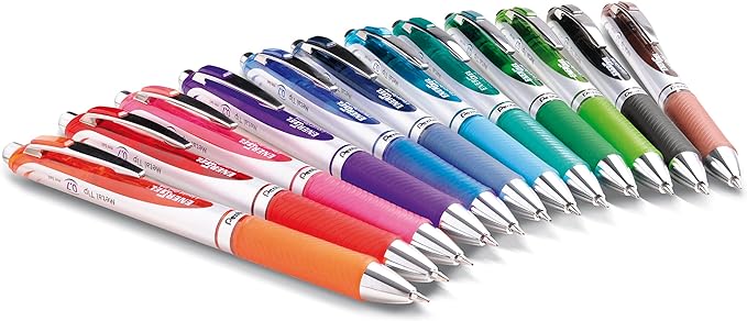 Pentel EnerGel RTX Retractable Liquid Gel Pens, (0.7mm), Assorted Colors, Ultimate Writing Pens, Best Writing Pens for Office, School and Journaling, Pack of 12