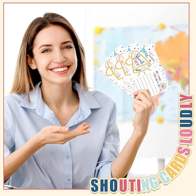 Motiskyy 200 Count Positive Shout out Cards for Staff Teachers Students Employees Office Appreciation Recognition Reward Cards for Back to School or Work Bulletin Board(Cheerful)