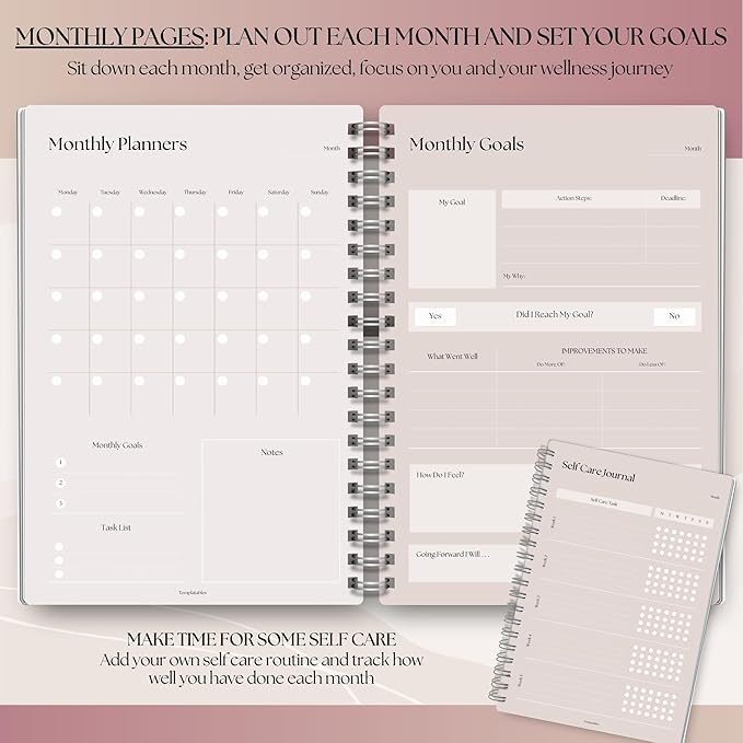 Wellness Journal - 90 Day Health, Fitness, Gratitude, Mindfullness, Wellbeing, Habit, Goals, Diet & Food Tracker - A5 (Lux)