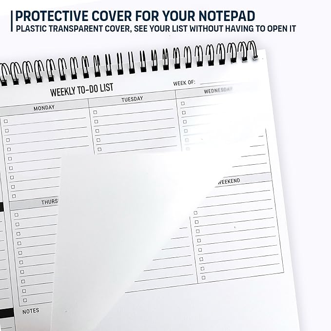 Weekly Planner To Do List Pad - 8.5x11" 52 Sheets Spiral - Desk Notepad with Multiple Sections - Undated Planning Notebook Checklist, Todo Agenda Plan