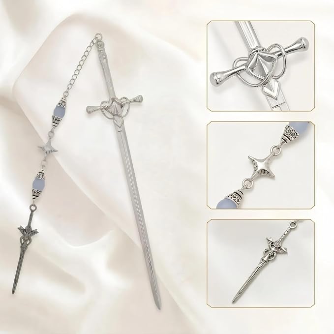 Charm Sword Star Bookmark - Fantasy Metal Book Mark with Crystal Beads Aesthetic Page Marker Gifts for Reading Lover Women Men Girls Kids Students Teachers Bookish Birthday School Office